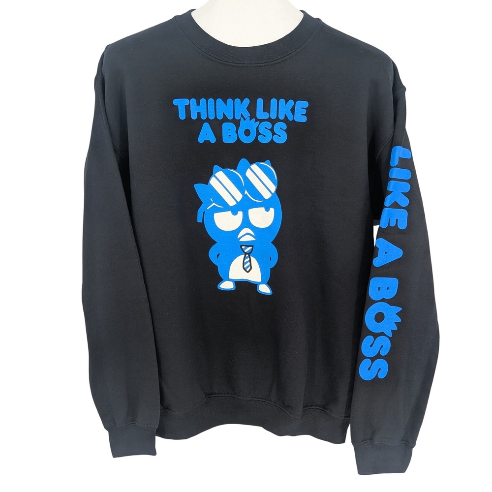 Sanrio Badtz Maru Graphic Sweatshirt Think Like A Boss Crewneck Otaku Y2K Medium